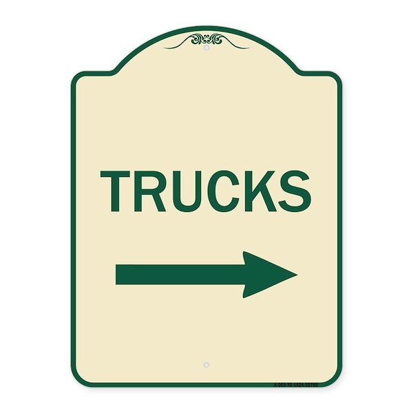 Signmission Trucks Trucks With Right Arrow Heavy-Gauge Aluminum Architectural Sign, 24" x 18", TG-1824-22780 A-DES-TG-1824-22780 - main